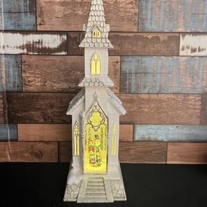 Raz Imports Carolers Water Globe Lighted Church 18" Glitter -Battery Powered EUC